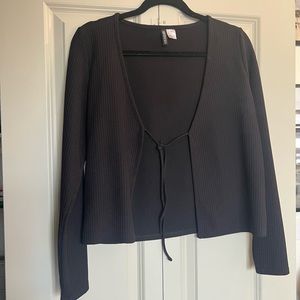 H&M Black Long Sleeve Tie Front Top